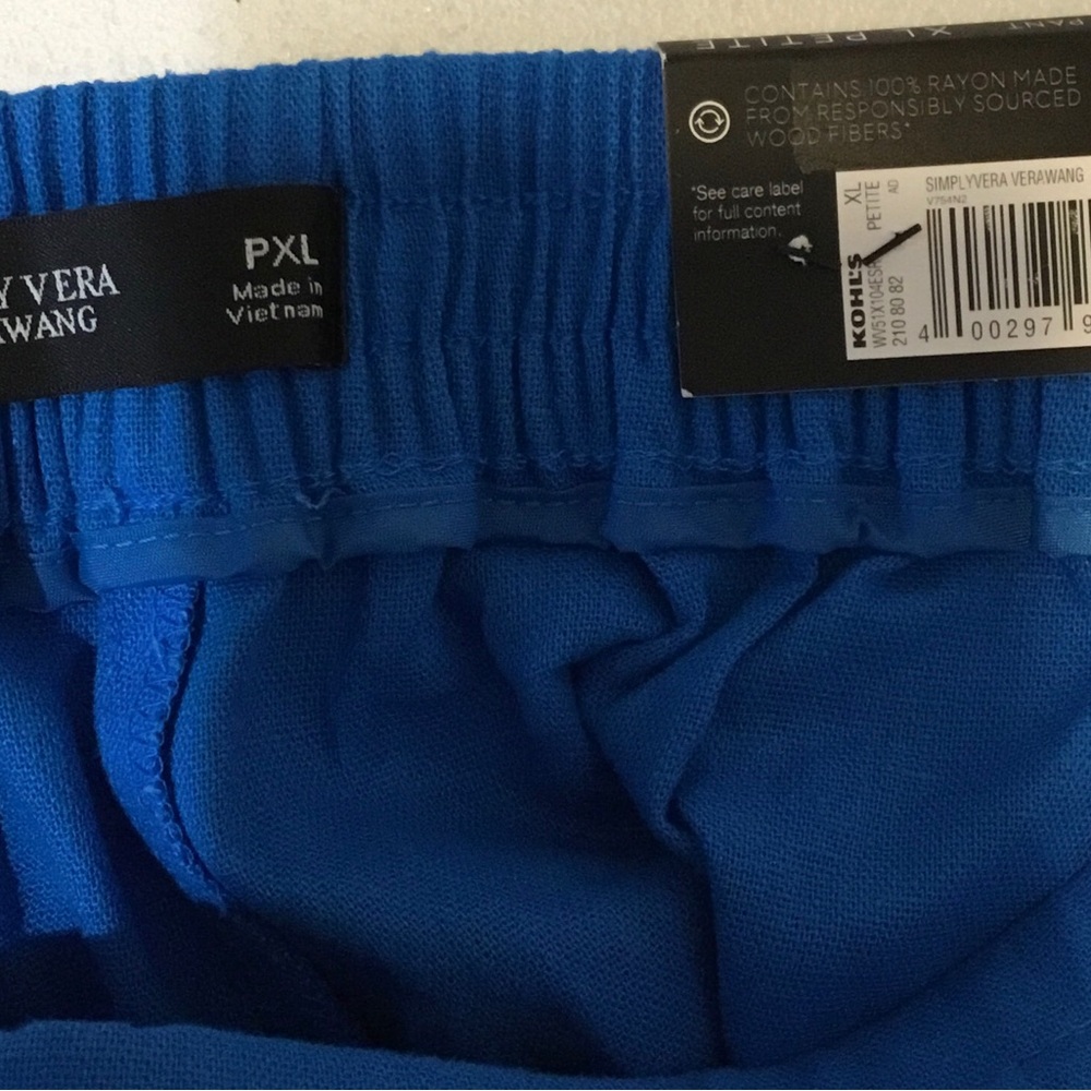 Simply Vera Vera Wang Bright Royal Blue High-Rise Linen Pull-On Pants - Picture 10 of 16